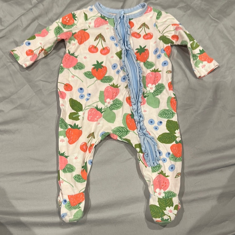 Mud Pie Pink and Blue Footie One Piece with Zipper